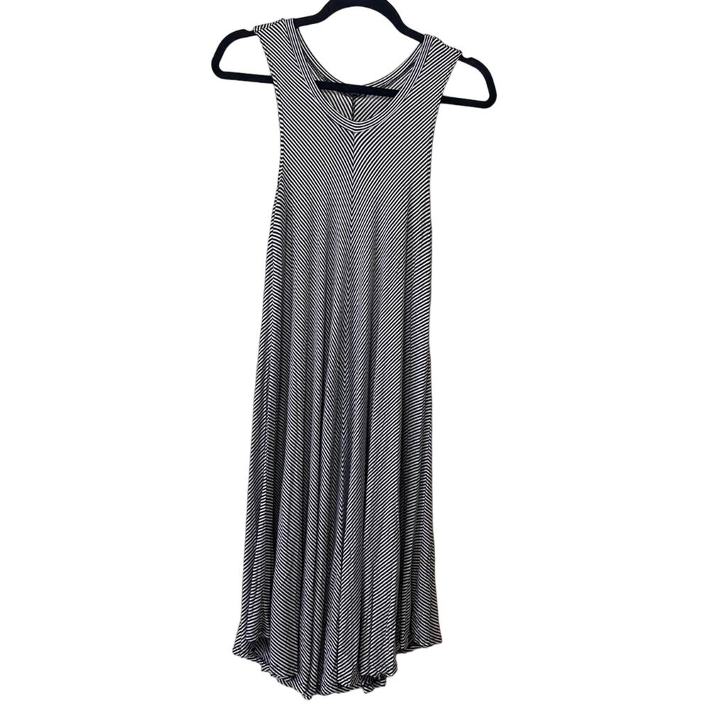 Rolla Coaster Sleeveless Flowing Midi Dress Black White Stripes Women sz Large